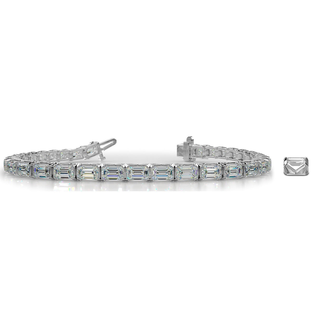 Crown of Elegance Emerald Cut Diamond Bracelet- Ranging From: 6.63 - 15.50 Carats - Lab Bracelet
