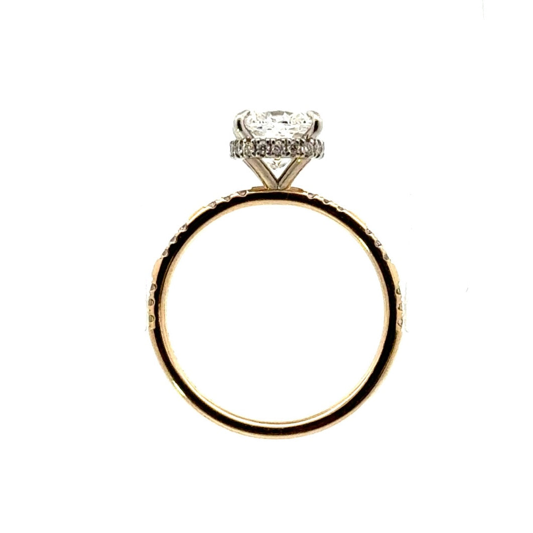 Cushion Cut Diamond - Reverse Halo with Spaced Out Italian Pave Design- Choice of.50ct /.80ct / 1.00ct or 1.20ct