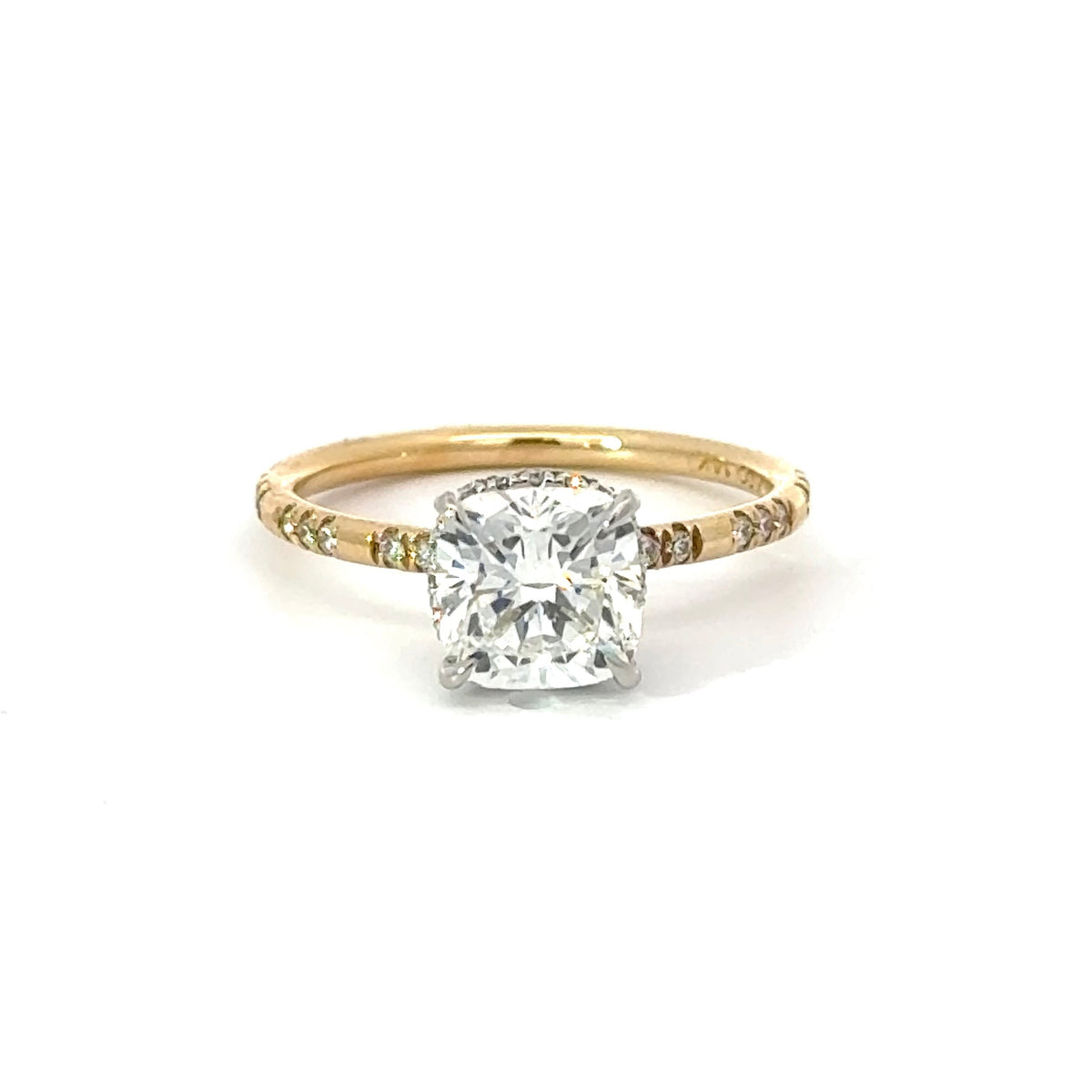 Cushion Cut Diamond - Reverse Halo with Spaced Out Italian Pave Design- Choice of.50ct /.80ct / 1.00ct or 1.20ct