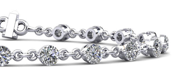Diamond and chain link bracelet in 14KT gold, round diamonds between polished links – view 3 of 4