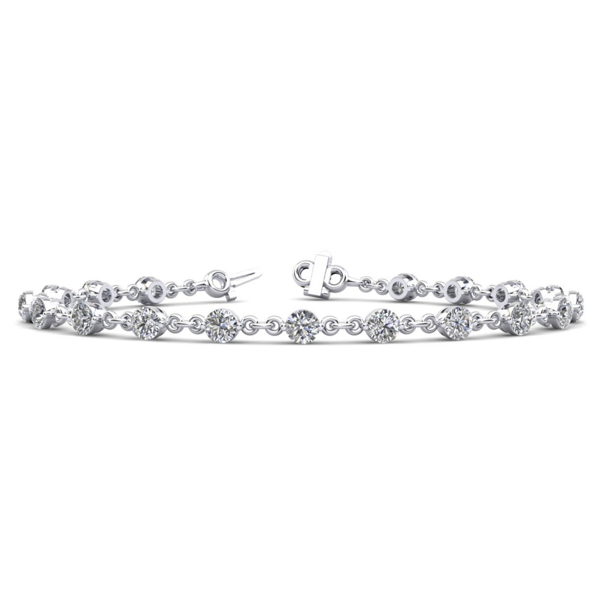 Diamond And Chain Link Bracelet- Choice of Natural or Lab Diamonds -.91ct to 4.50ct Total Weight - Lab or Natural
