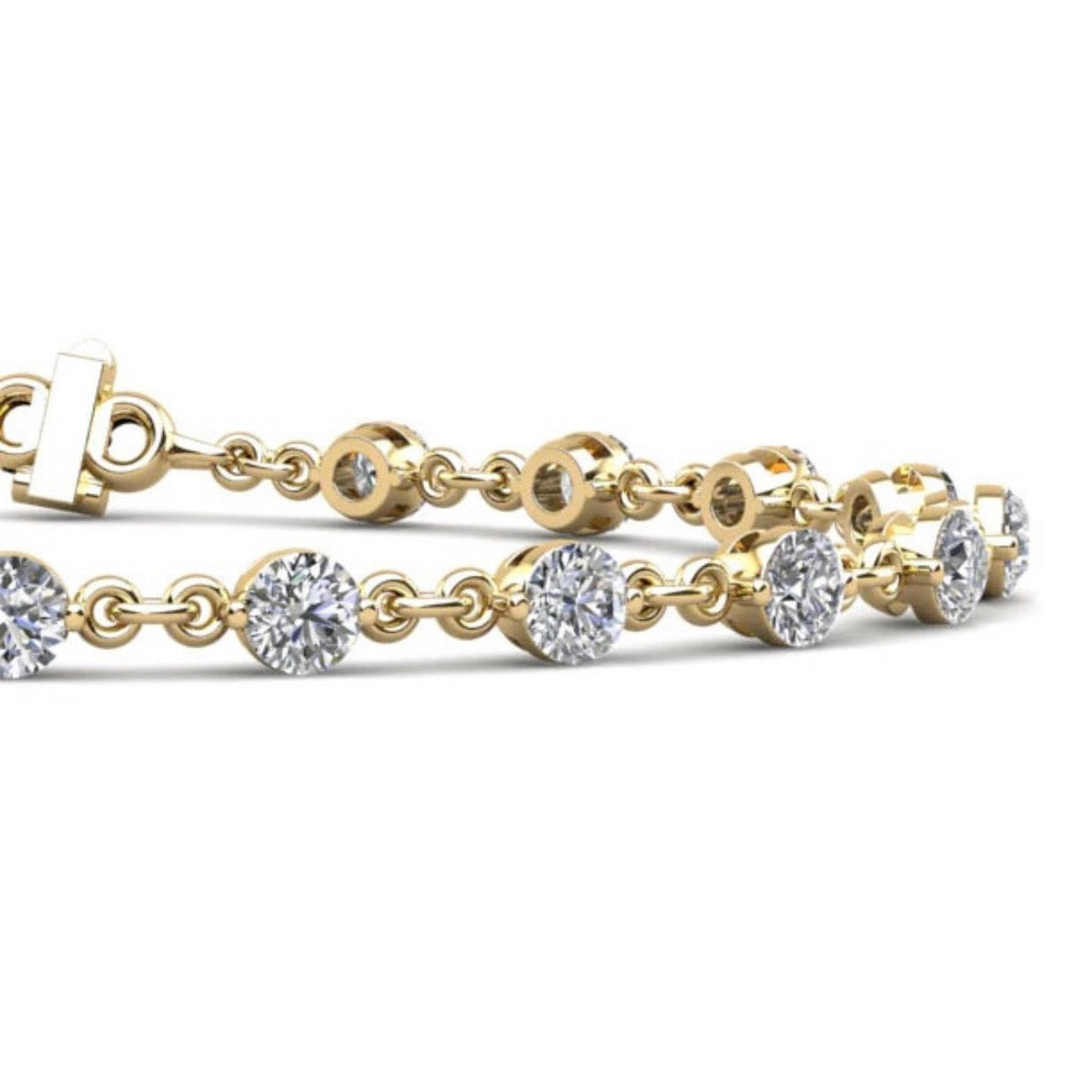 Diamond And Chain Link Bracelet- Choice of Natural or Lab Diamonds -.91ct to 4.50ct Total Weight - Lab or Natural