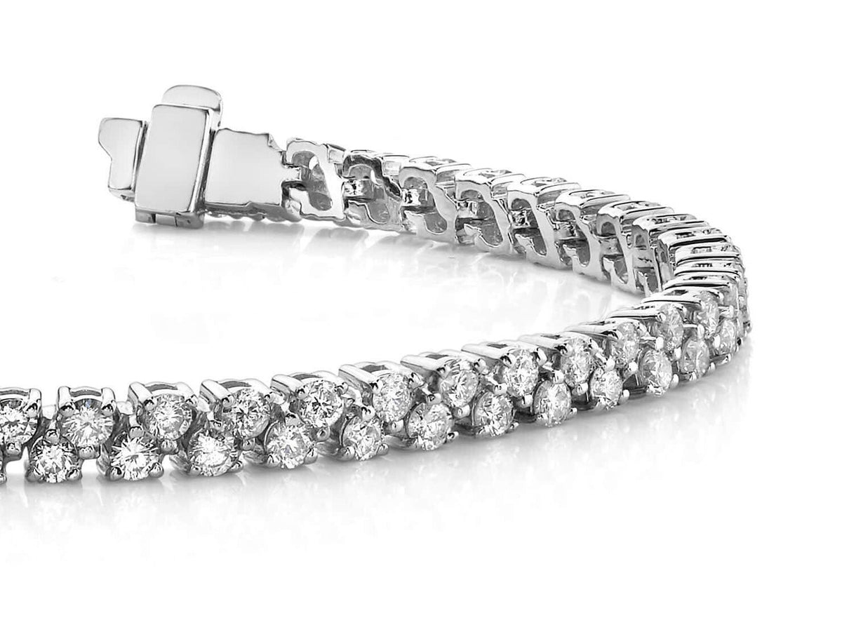 Diamond Checkerboard Two Row Tennis Bracelet- 3.36ct to 6.02ct Total Weight Lab Diamonds - Lab Bracelet