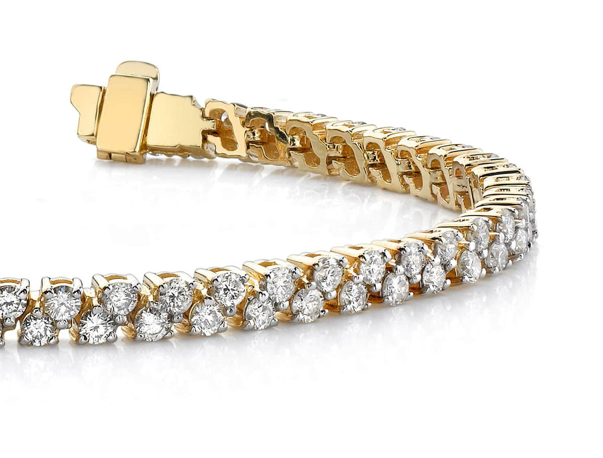 Diamond Checkerboard Two Row Tennis Bracelet- 3.36ct to 6.02ct Total Weight Lab Diamonds - Lab Bracelet
