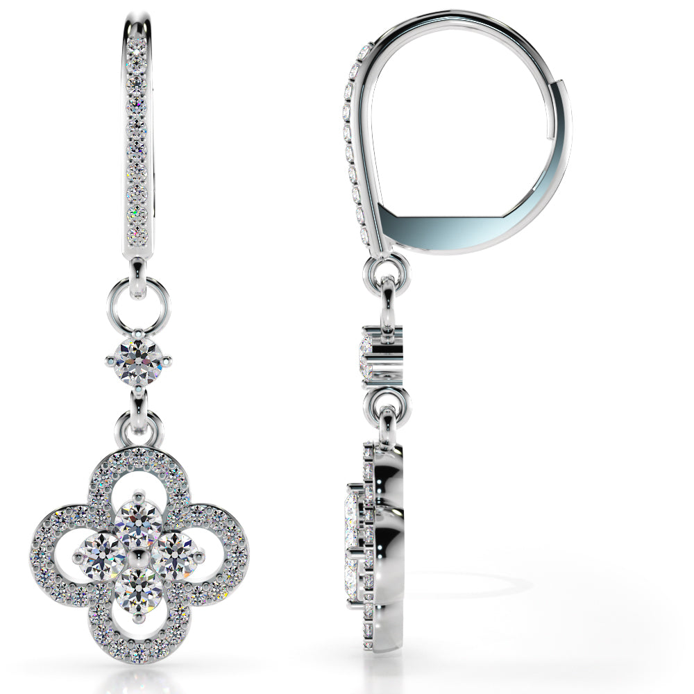 Diamond Clover Drop Earrings | Available in 1.29ct - 3.00ct - Lab Hoop Earrings