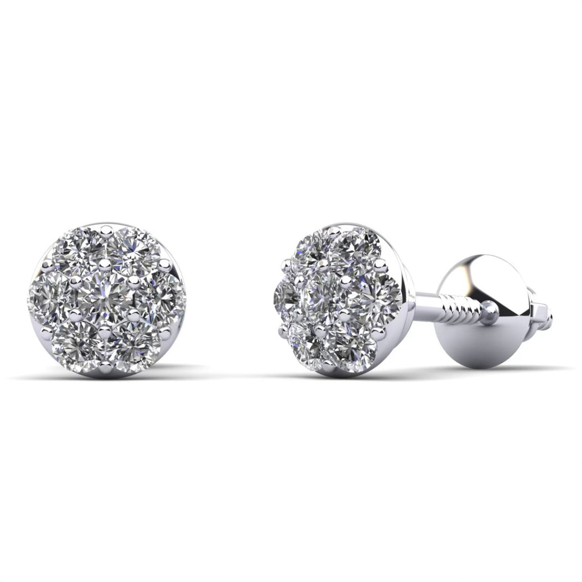 Alluring Diamond Cluster Stud Earrings- Choice of Natural or Lab Diamonds-.21ct to.46ct Total Weight - Lab or Natural