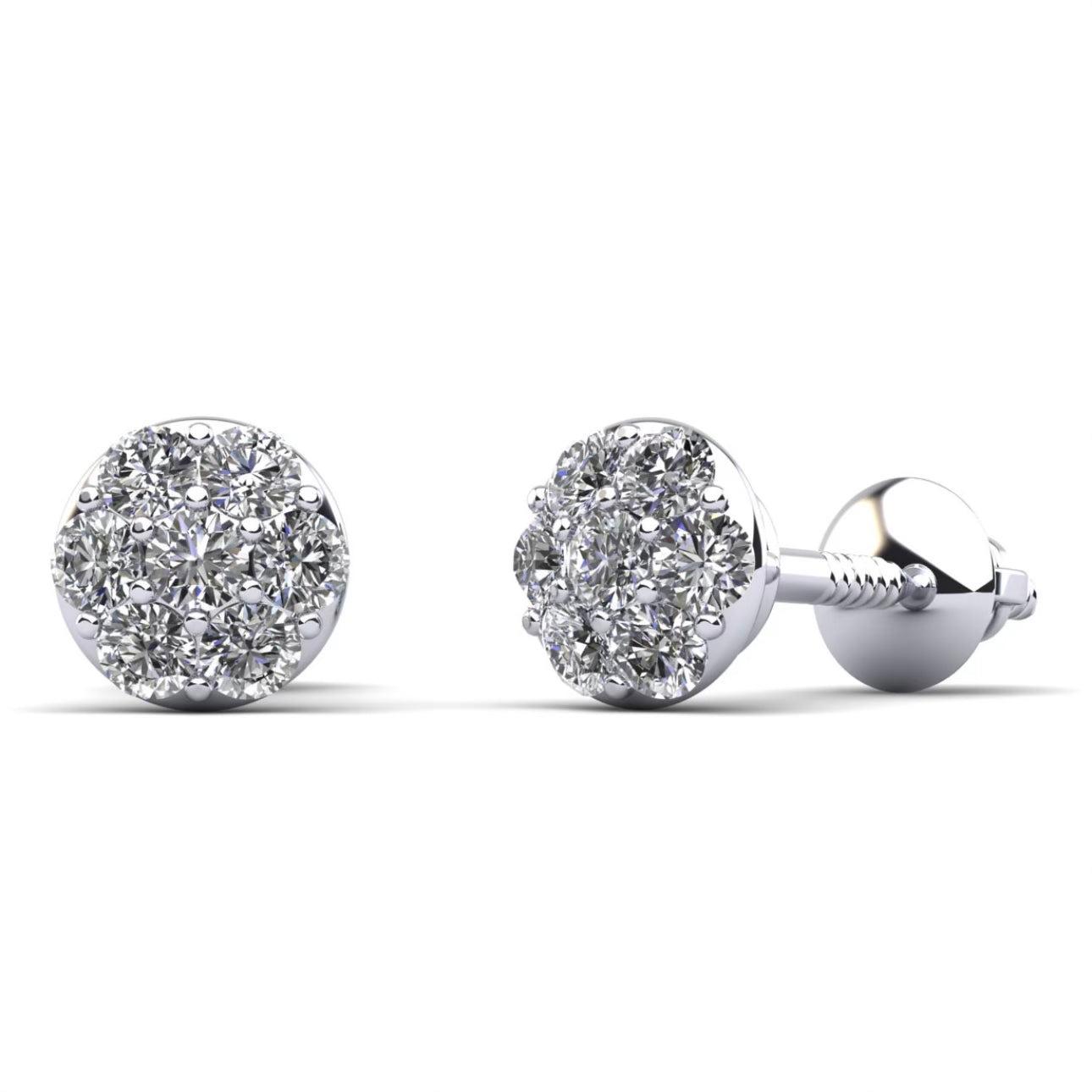 Alluring Diamond Cluster Stud Earrings- Choice of Natural or Lab Diamonds-.21ct to.46ct Total Weight - Lab or Natural