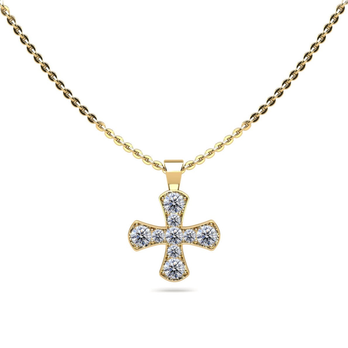 Diamond Cross Pendant with Graduated Stones-.55ct TW - Lab Diamond Necklace
