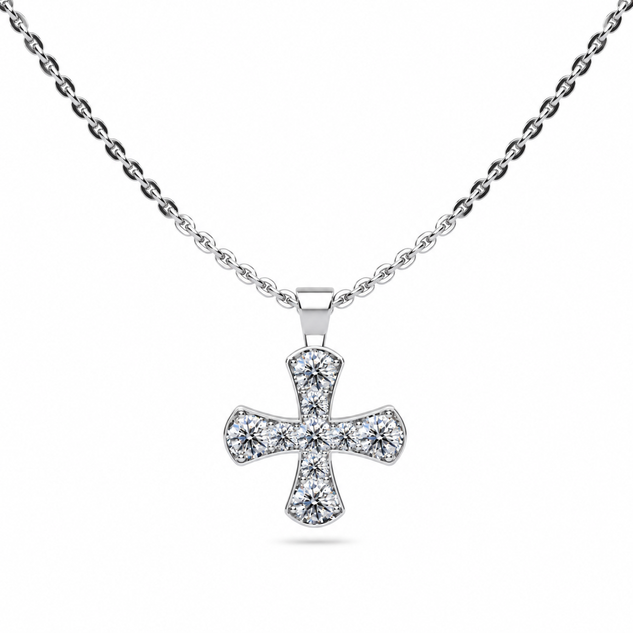 Diamond Cross Pendant with Graduated Stones – view 1 of 2