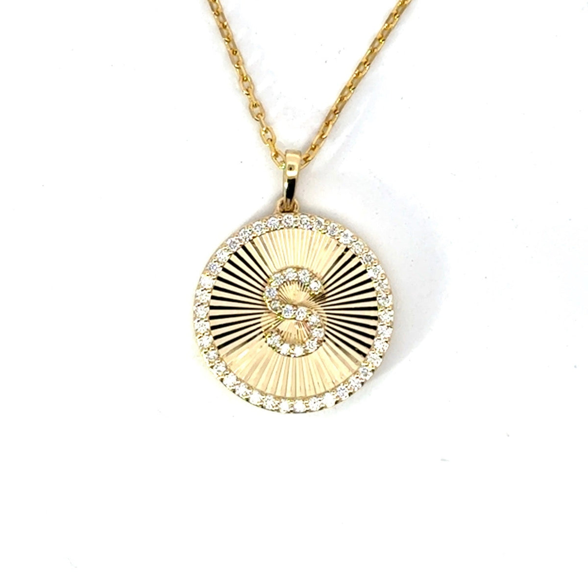 Diamond Cut - Diamond Initial Plate Necklace - Lab Diamonds -.44ct TW - Lab Diamond Necklace