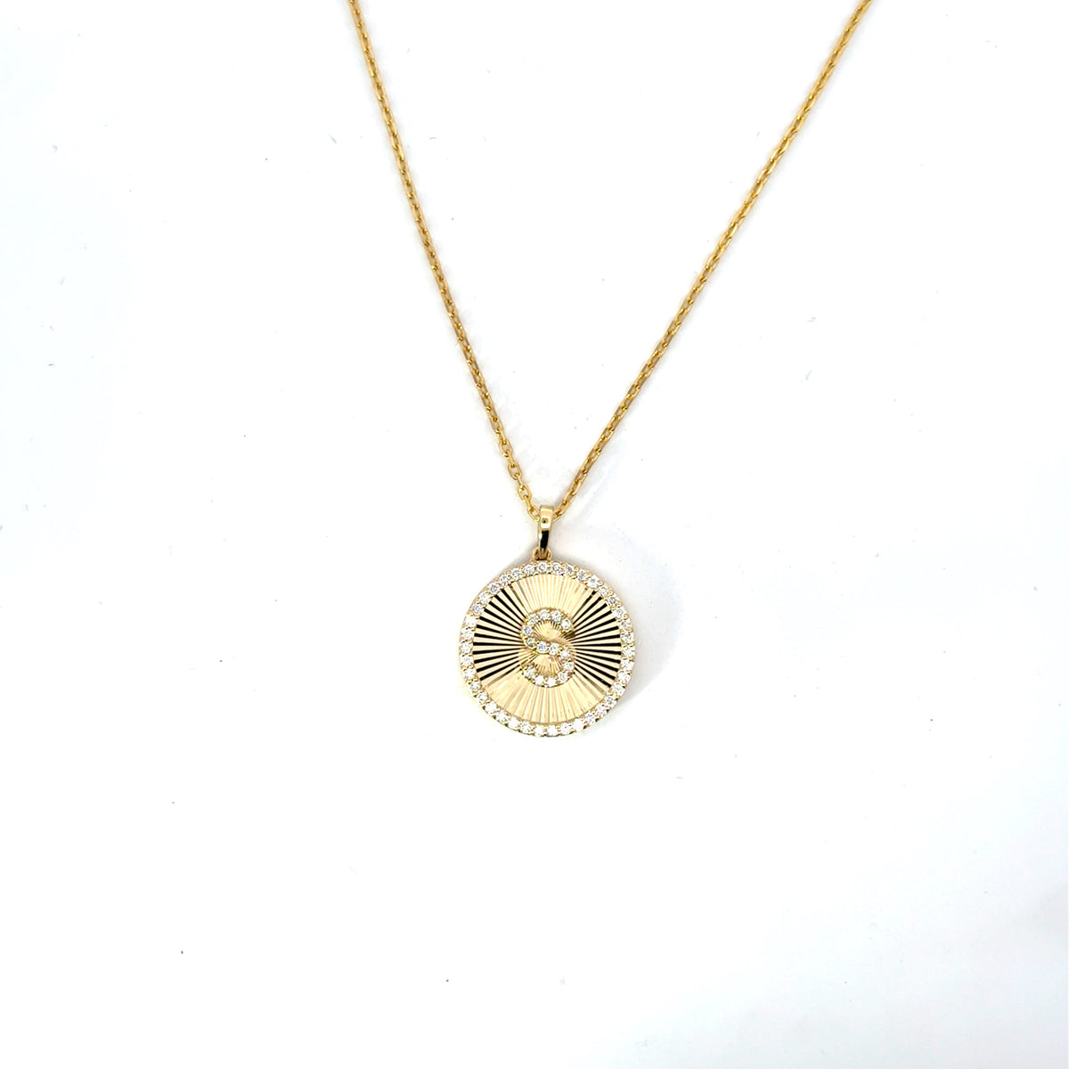 Diamond Cut - Diamond Initial Plate Necklace - Lab Diamonds -.44ct TW - Lab Diamond Necklace