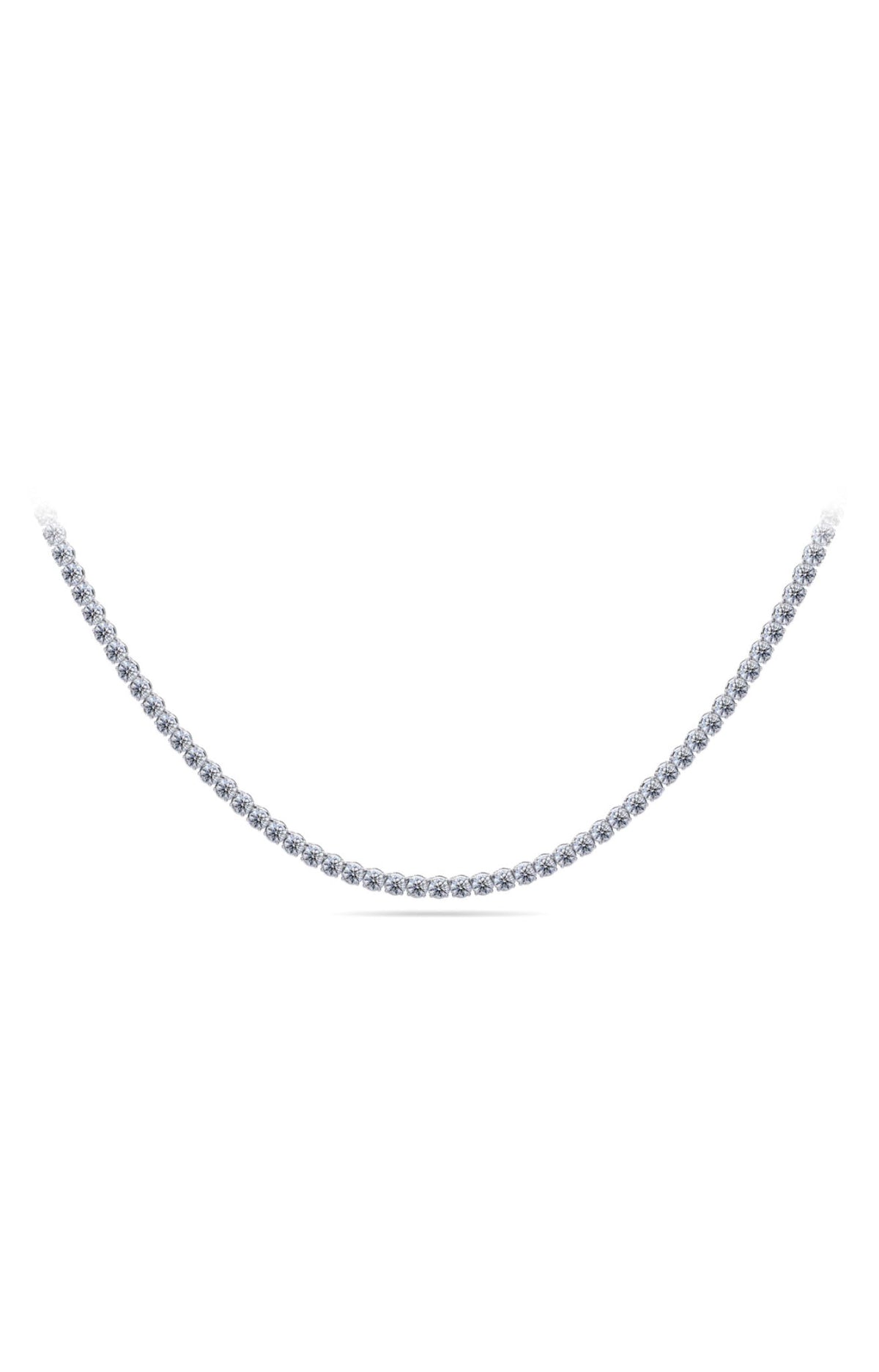 Diamond tennis necklace in 18k white gold – full length view