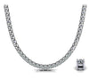 Round diamond tennis necklace, 16 inch, 18k white gold with four-prong setting detail