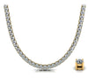 Round diamond tennis necklace, 16 inch, 18k yellow gold with four-prong setting detail