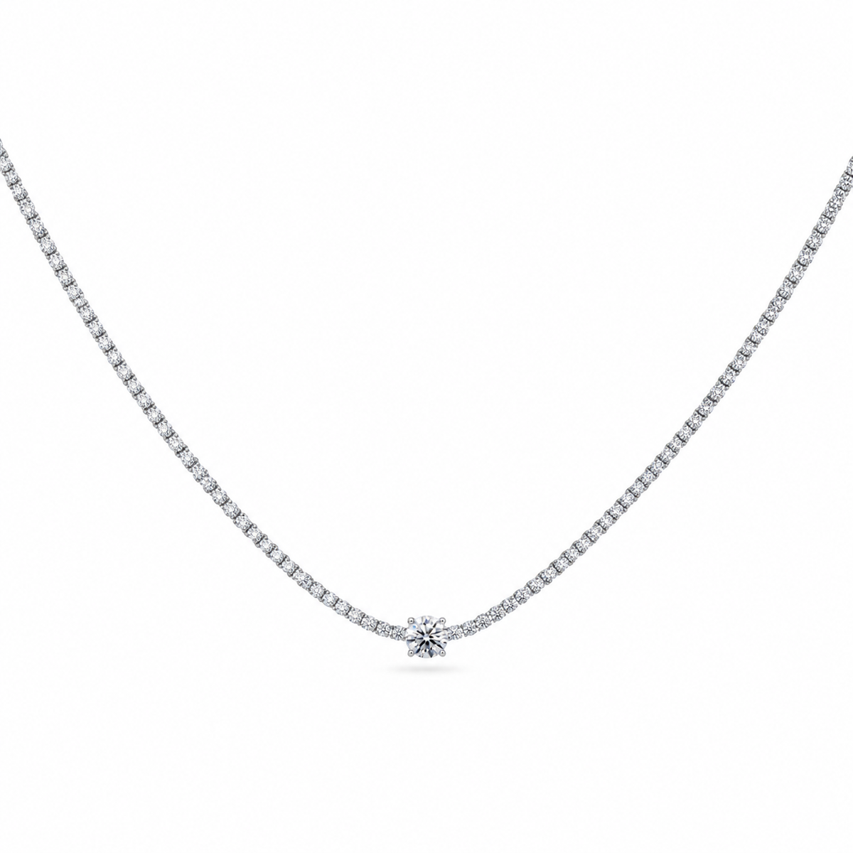Diamond Tennis Necklace with Large Centre Diamond – view 1 of 2