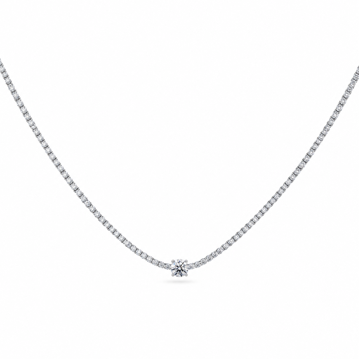 Diamond Tennis Necklace with Large Centre Diamond – view 1 of 2