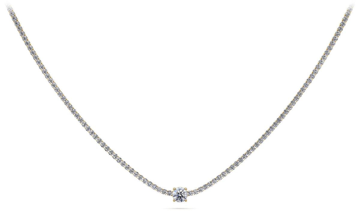 Diamond Tennis Necklace with Large Centre Diamond – view 2 of 2