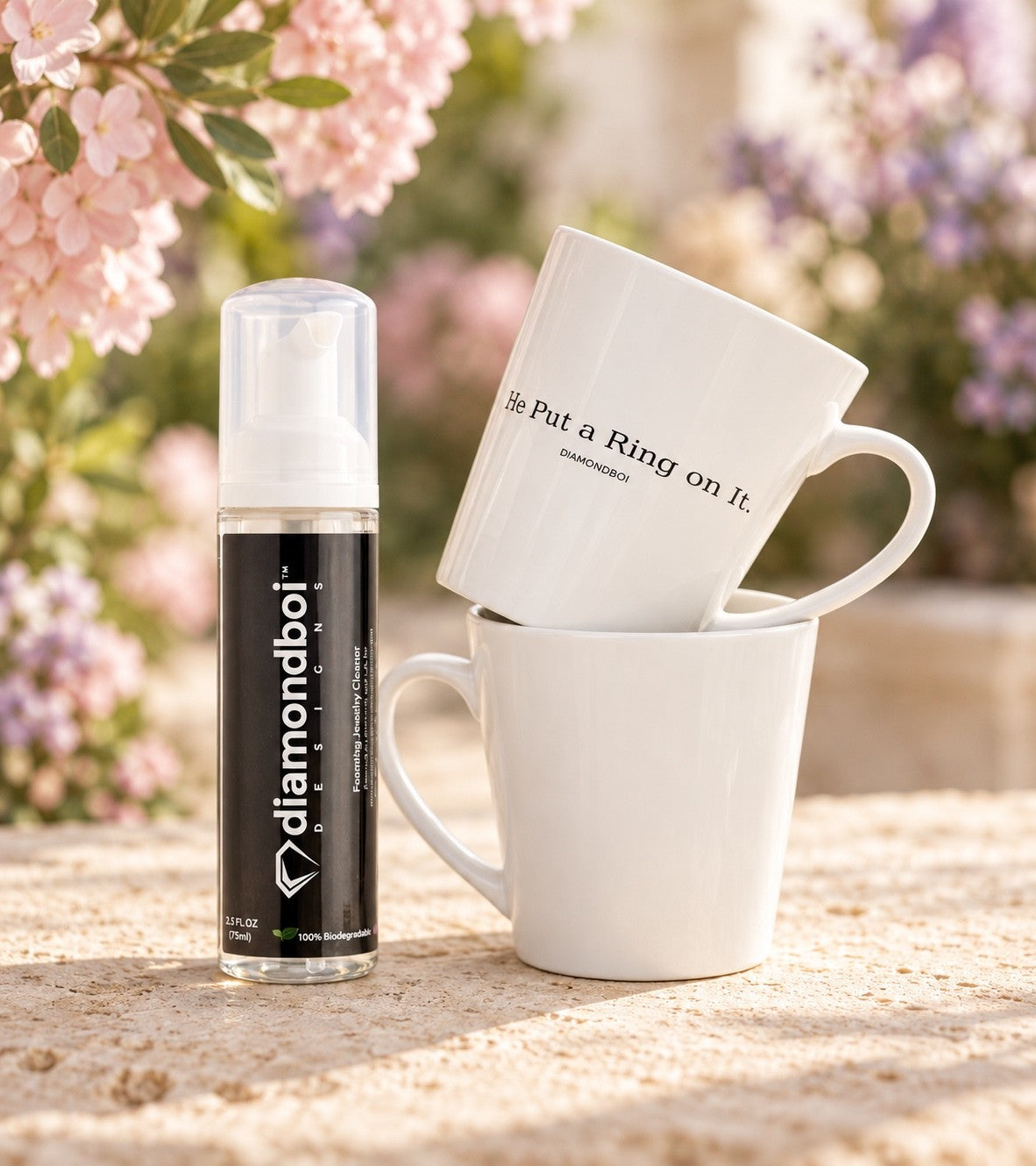 diamondboi Essentials - jewellery cleaner and Put a Ring on It mug