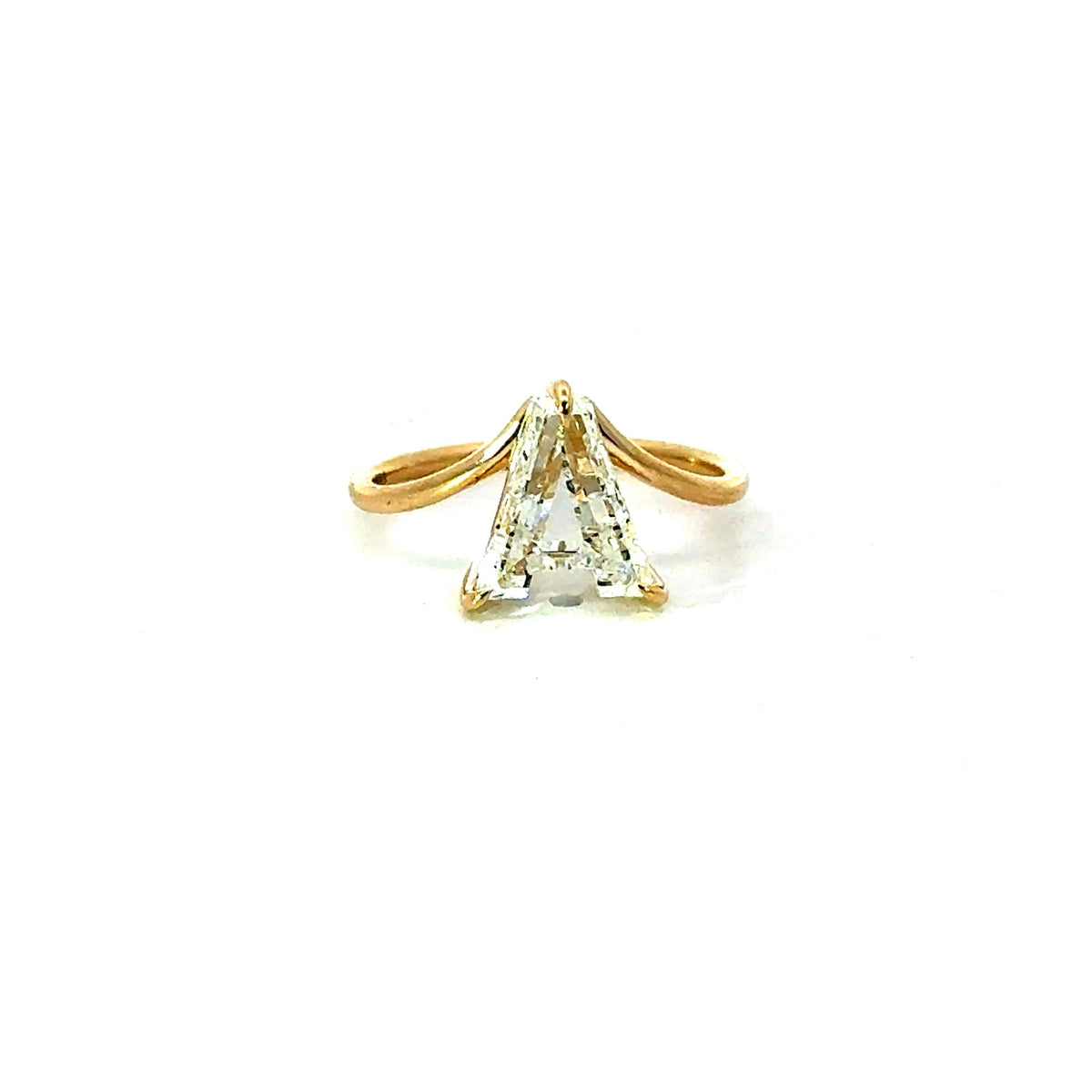 diamondboi Signature Cut Initial Ring - 1.50MM Tube Fashion Ring - YELLOW GOLD / Choice of 1.00ct or 2.00ct - Lifestyle