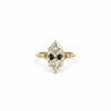 Dutch marquise cut lab diamond engagement ring, 1.80mm non-cathedral tube shank with round and marquise stations and reverse halo – view 1 of 3