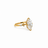 Dutch marquise cut lab diamond engagement ring, 1.80mm non-cathedral tube shank with round and marquise stations and reverse halo – view 2 of 3