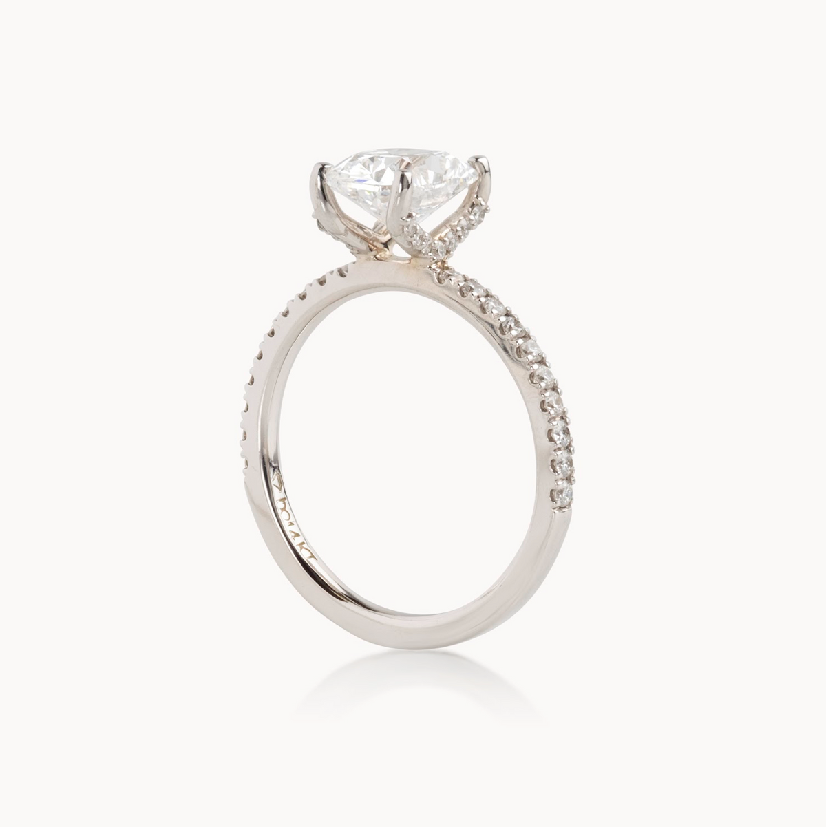 Elongated Cushion Cut Italian Pave Design with Diamond On Prongs- Choice of.50ct /.80ct / 1.00ct or 1.20ct - Hidden