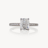 Elongated Cushion Cut Italian Pave Design with Diamond On Prongs- Choice of.50ct /.80ct / 1.00ct or 1.20ct - Hidden