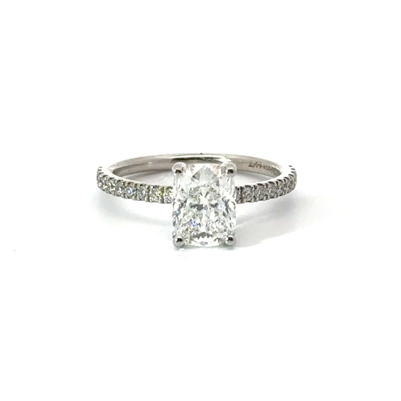 Elongated Cushion Cut Italian Pave Design with Diamond On Prongs- Choice of.50ct /.80ct / 1.00ct or 1.20ct - Hidden