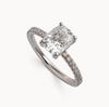 Elongated Cushion Cut Italian Pave Design with Diamond On Prongs- Choice of.50ct /.80ct / 1.00ct or 1.20ct - Hidden