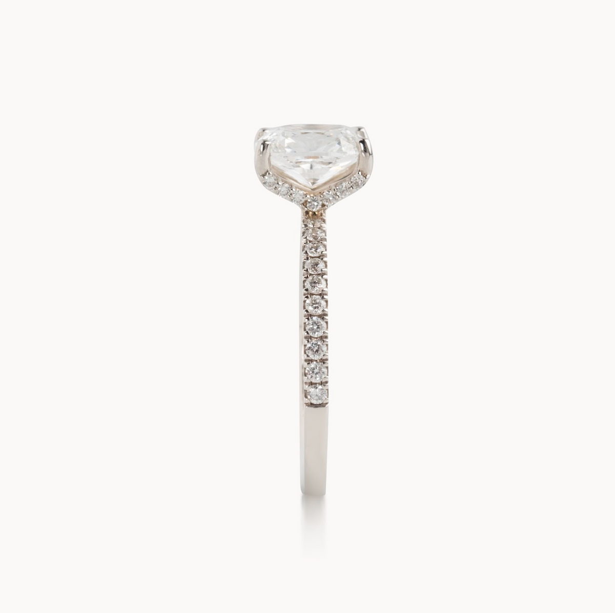 Elongated Cushion Cut Italian Pave Design with Diamond On Prongs- Choice of.50ct /.80ct / 1.00ct or 1.20ct - Hidden