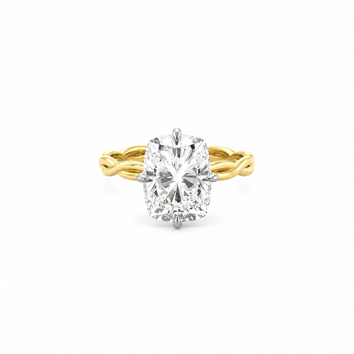 Elongated Cushion Cut Lab Diamond - Braid Shank- Available in 1.00ct -7.00ct - Lab Engagement Ring