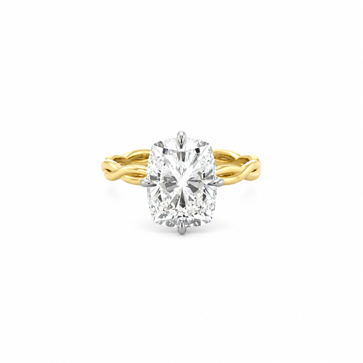 Elongated Cushion lab diamond engagement ring, braid shank – view 1 of 4