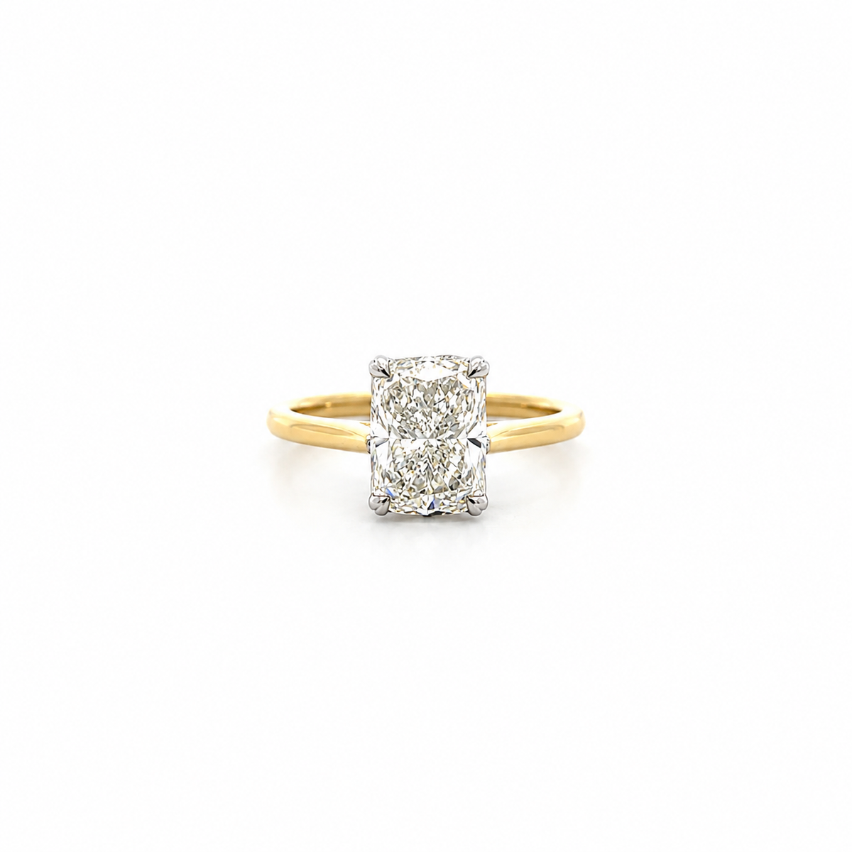 Elongated Cushion Cut Lab Diamond Engagement Ring | 1.80MM Tube Shank | Cathedral | Diamond Encrusted Petal Prongs