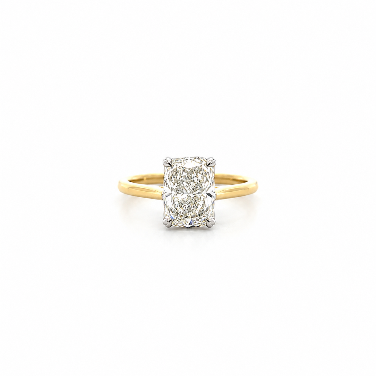 Elongated Cushion Cut Lab Diamond Engagement Ring | 1.80MM Tube Shank | Cathedral | Diamond Encrusted Petal Prongs