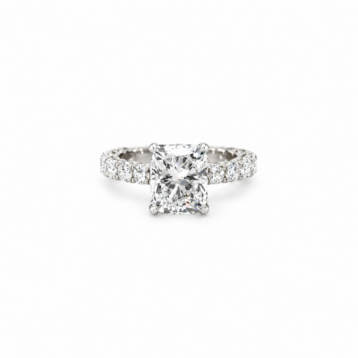 Elongated Cushion lab diamond engagement ring, cushion cut illusion shank – view 1 of 3
