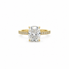Elongated Cushion lab diamond engagement ring, wrap-around reverse halo – view 1 of 3