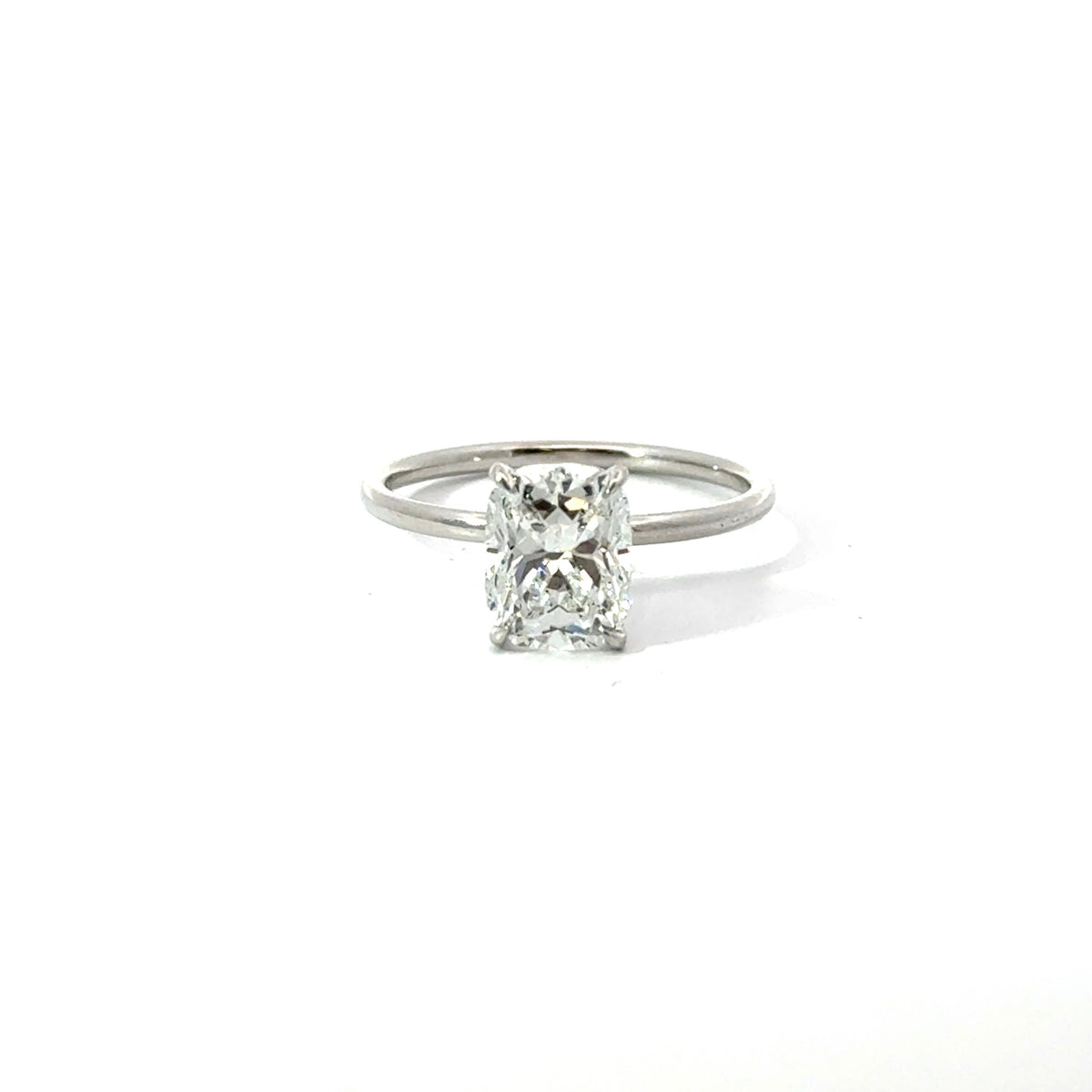 Elongated Cushion natural diamond engagement ring, 1.50mm tube shank – view 2 of 3