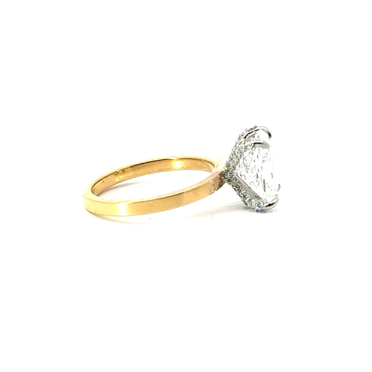 Elongated Cushion natural diamond engagement ring, 2mm cigar band – view 2 of 3