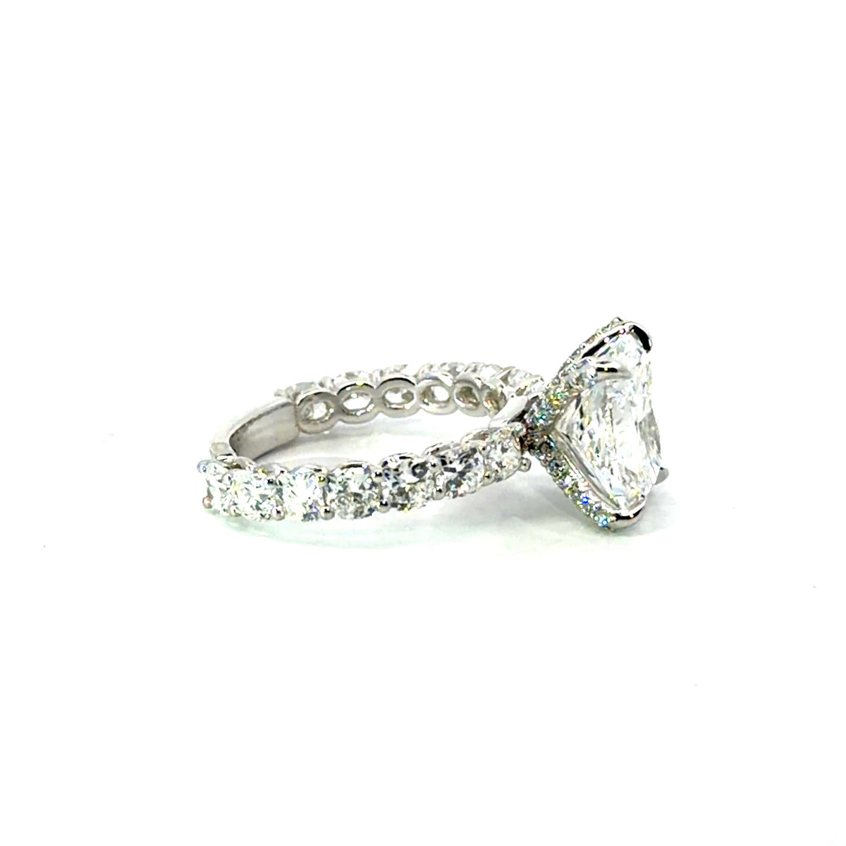 Elongated Cushion natural diamond engagement ring, cushion cut illusion shank – view 2 of 3