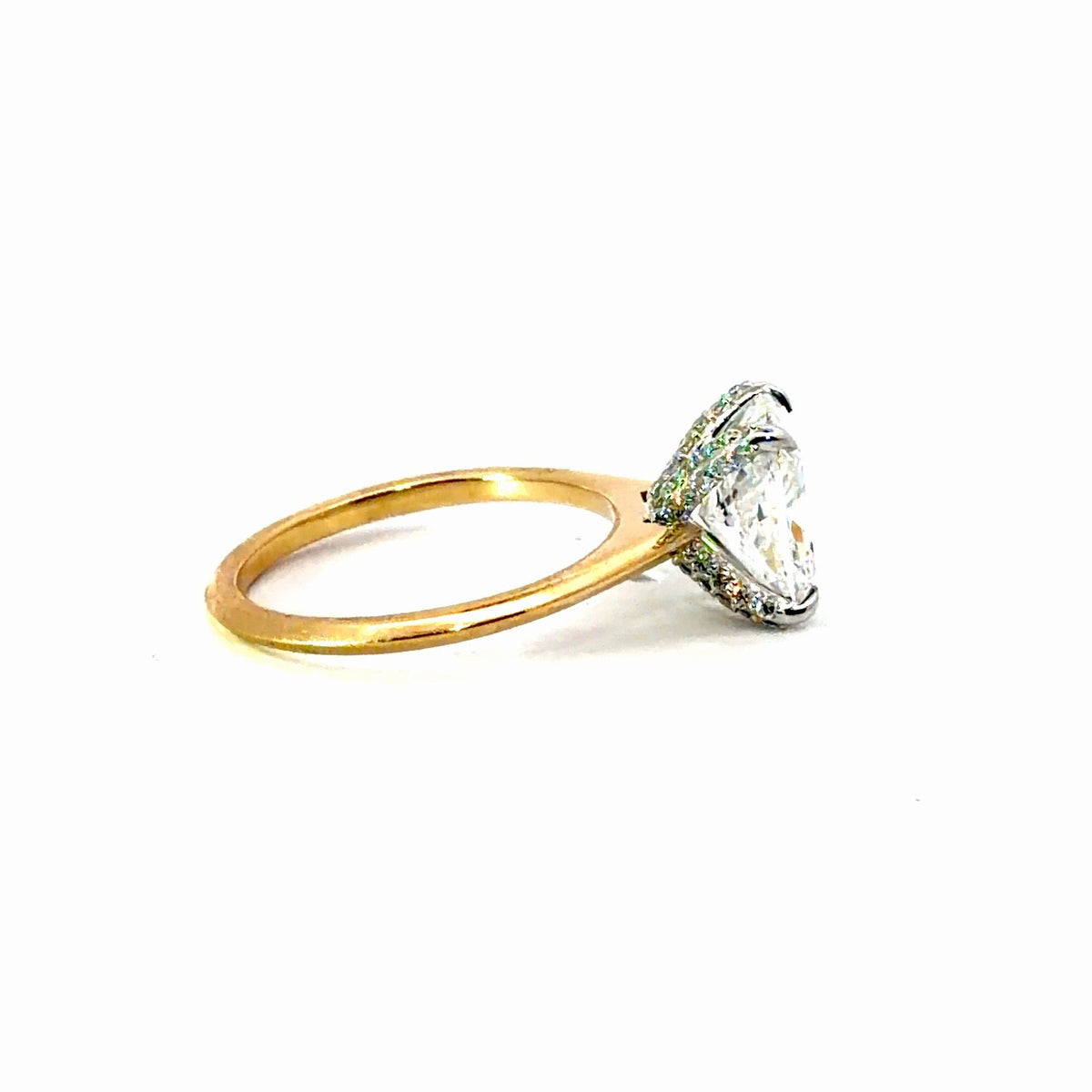Elongated Cushion natural diamond engagement ring, knife edge design – view 2 of 3