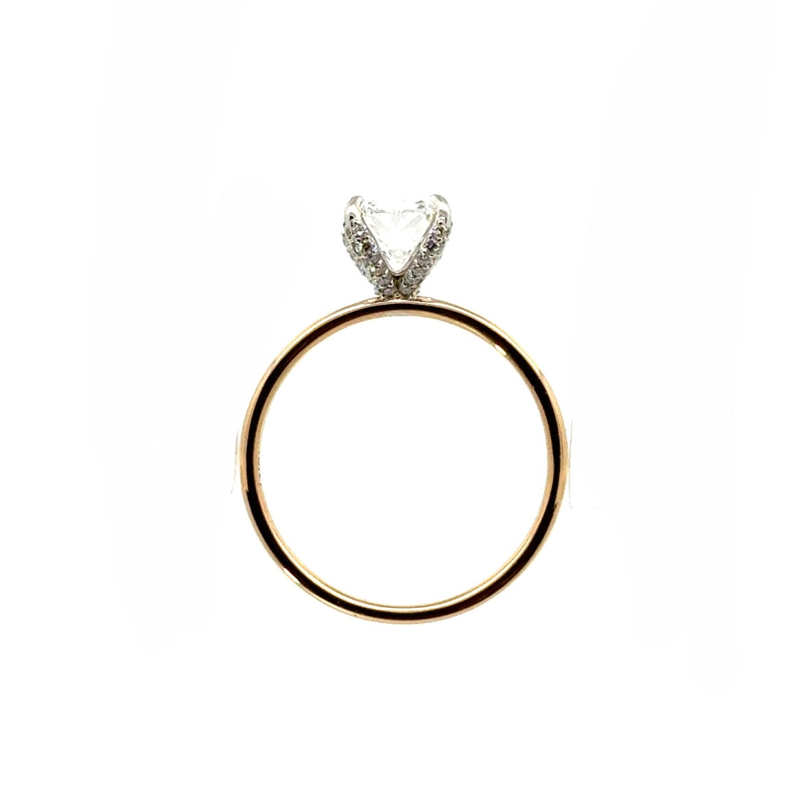 Elongated Cushion natural diamond engagement ring, diamond prongs – view 2 of 3