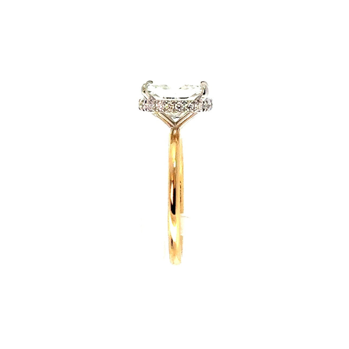 Elongated Cushion natural diamond engagement ring, reverse halo – view 3 of 3