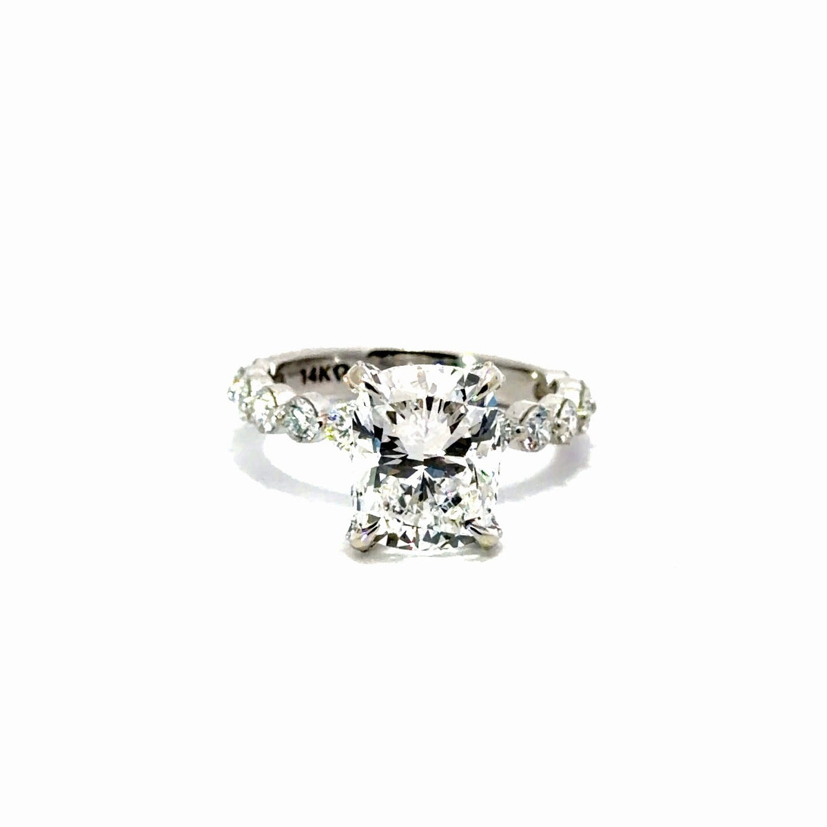 Elongated Cushion Lab Diamond - Shared Bead Shank - Available in 1.00-7.00ct - Lab Engagement Ring