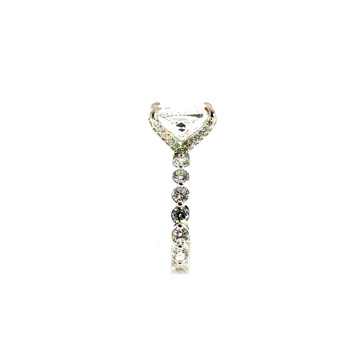 Elongated Cushion Natural Diamond - Shared Bead Shank with Diamond Encrusted Prongs / Choice of.80ct / 1.00ct / 1.20ct