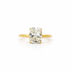 Elongated Cushion lab diamond engagement ring, reverse halo setting, petal prong setting – view 1 of 3