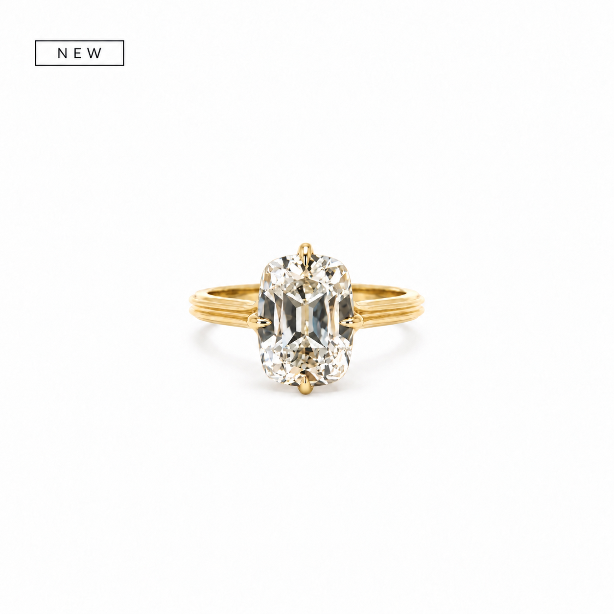 Elongated Old Mine Cut | 2.20MM Cathedral Tube Split Shank | Rotated Prongs | Engagement Ring