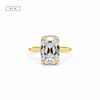 Elongated old mine cut natural diamond engagement ring, 1.80mm cathedral tube shank with wrap-around reverse halo – view 1 of 3