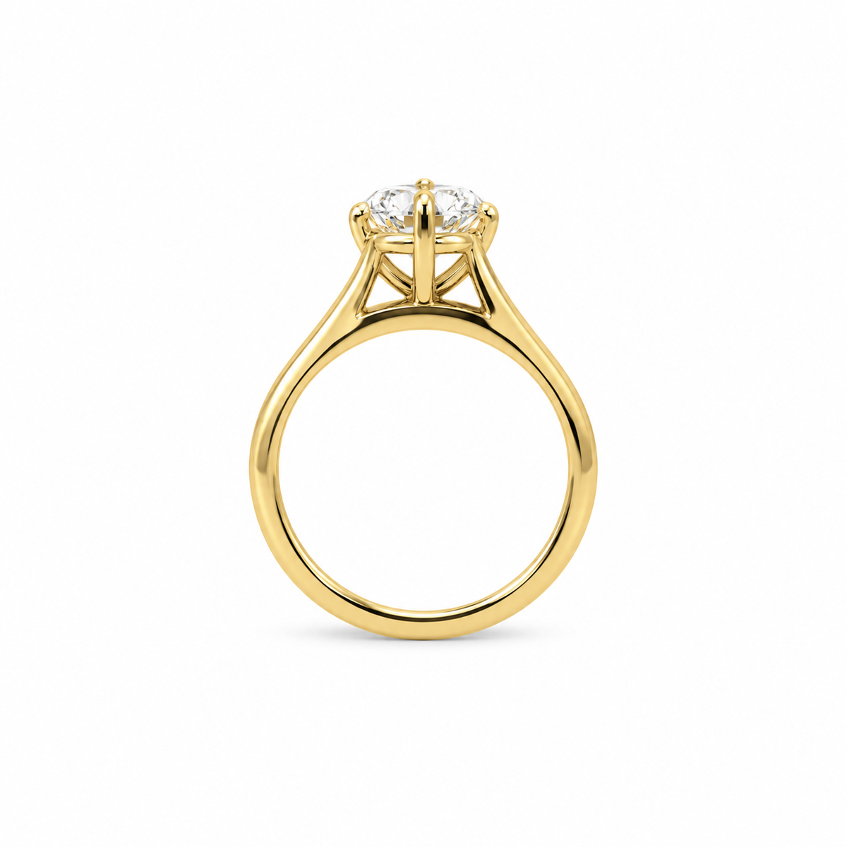 Elongated old mine cut natural diamond engagement ring, 2.20mm cathedral tube split shank with rotated prongs – view 3 of 4