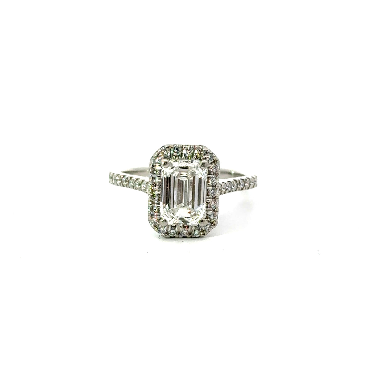 Emerald Cut Diamond Classic Halo Design- Choice of.50ct /.80ct / 1.00ct or 1.20ct Centre Diamond - Halo Natural Diamonds