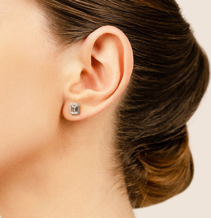 Emerald Cut Diamond Halo Earrings – view 4 of 4